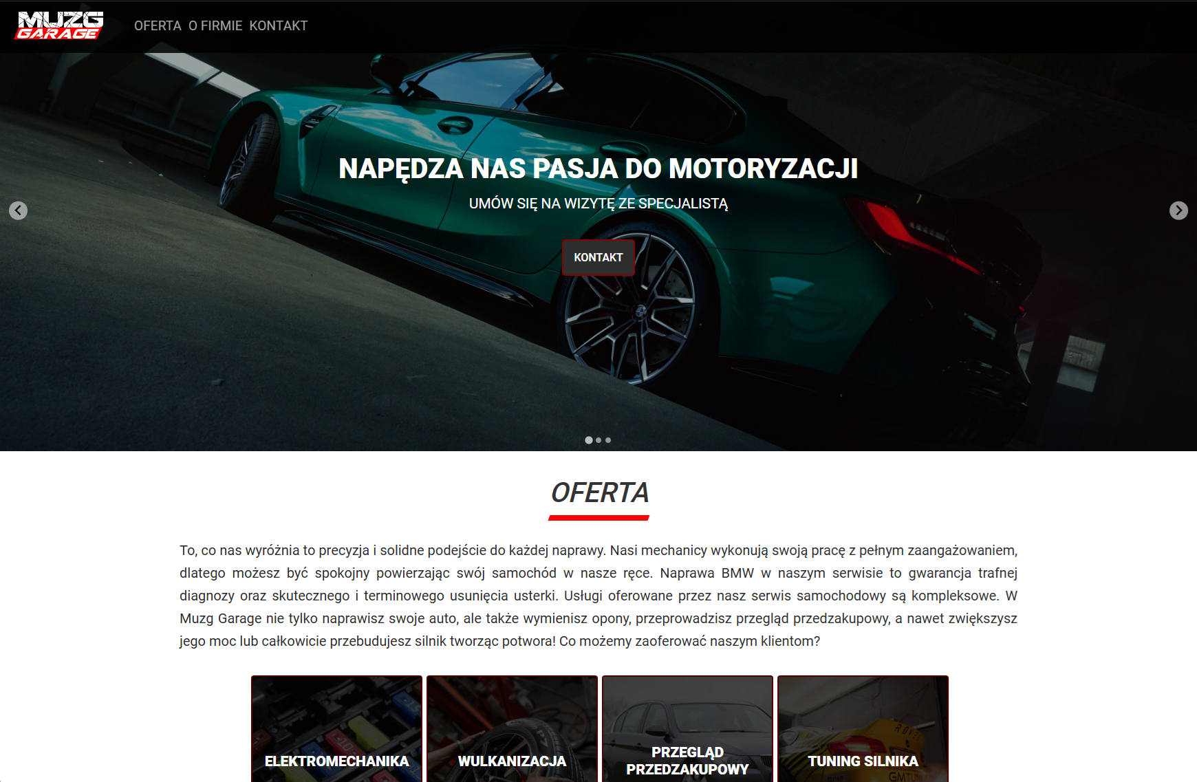 Strona internetowa Muzg Garage
